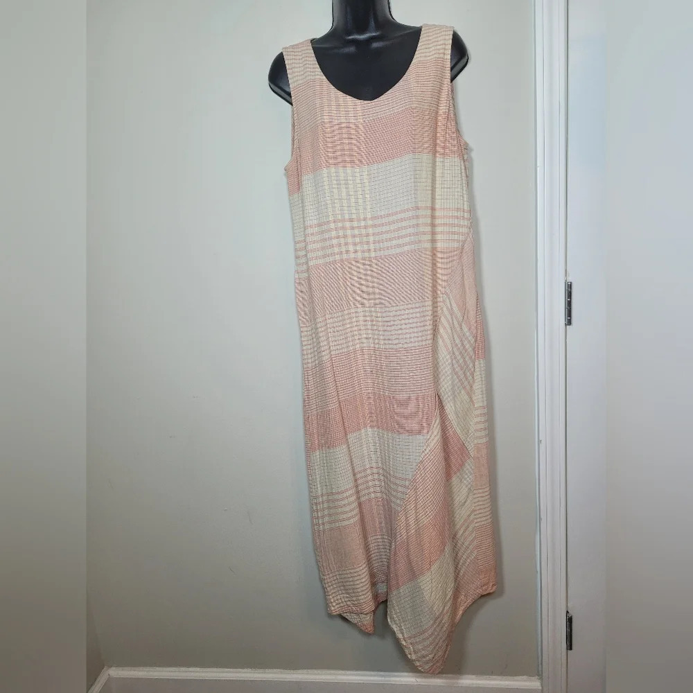J. Jill Pure Jill Linen Blend Striped Maxi Dress sz M